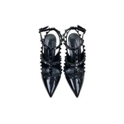 Black Rivets High Heels Stiletto Roman Sandals-7
