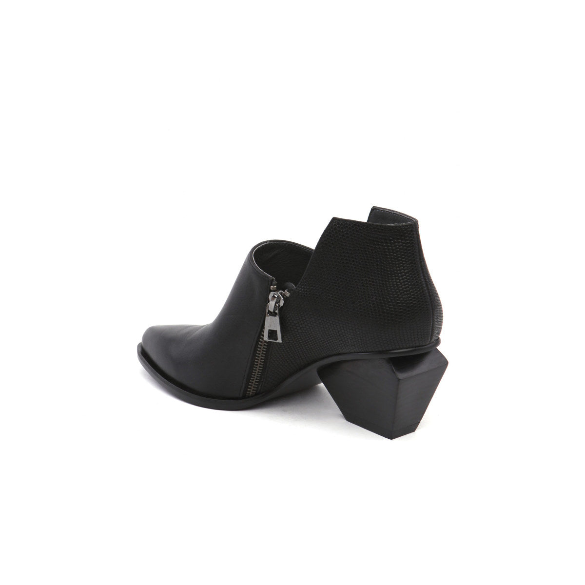 Block Heel Leather Ankle Boots-2