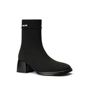 Block Heel Stretch Knit Boots-3