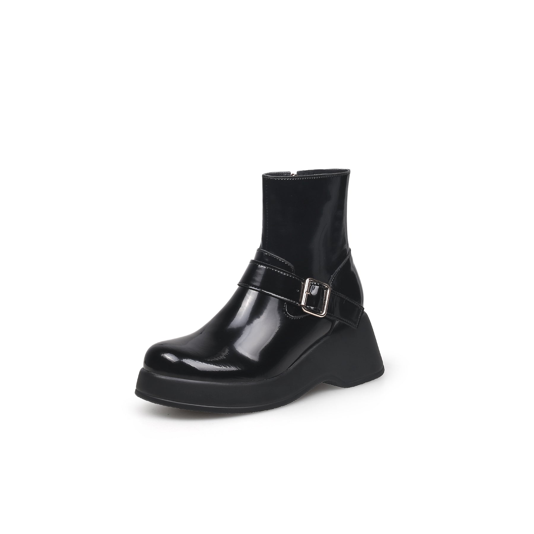 Buckled Mid-Calf Wellie Boots-1