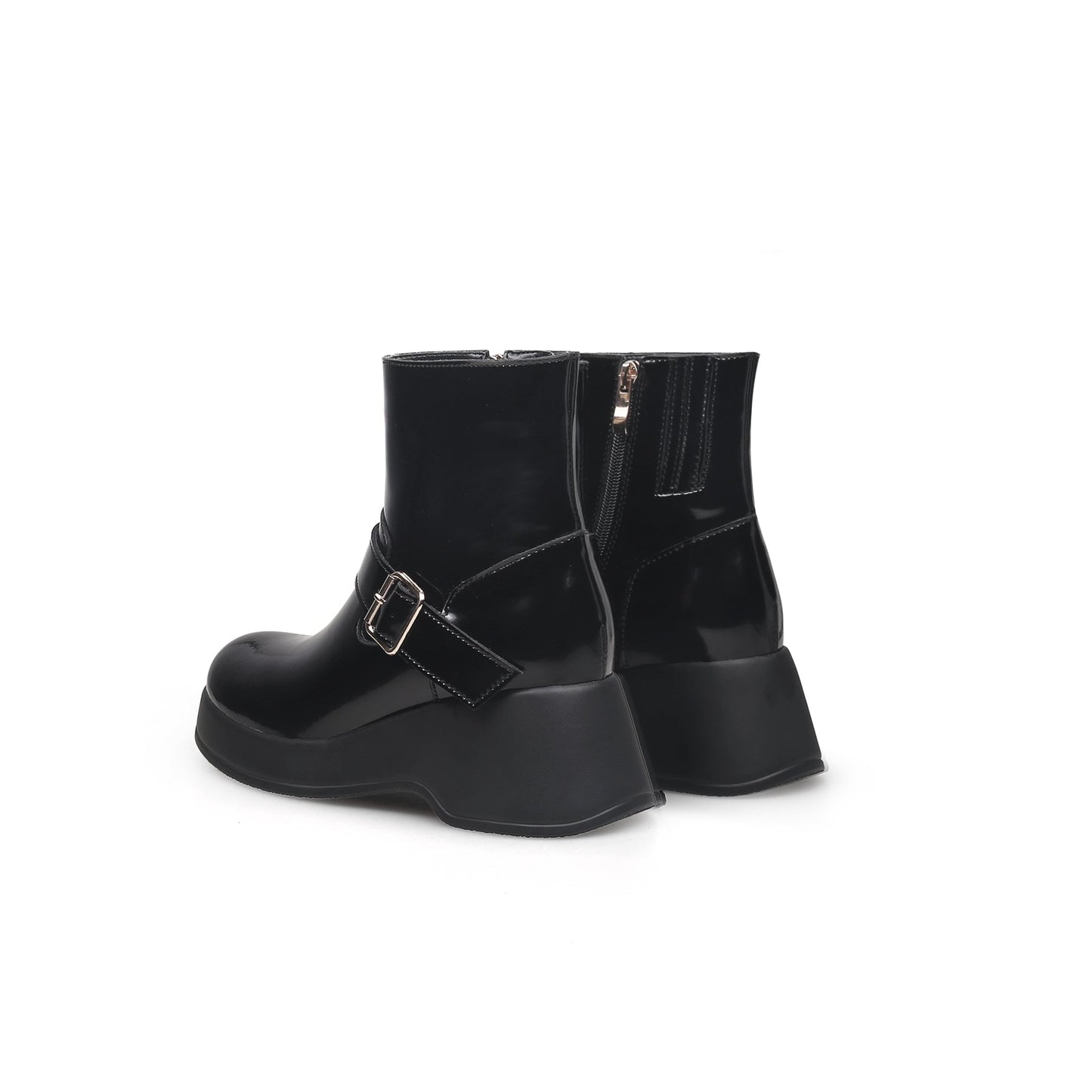 Buckled Mid-Calf Wellie Boots-3
