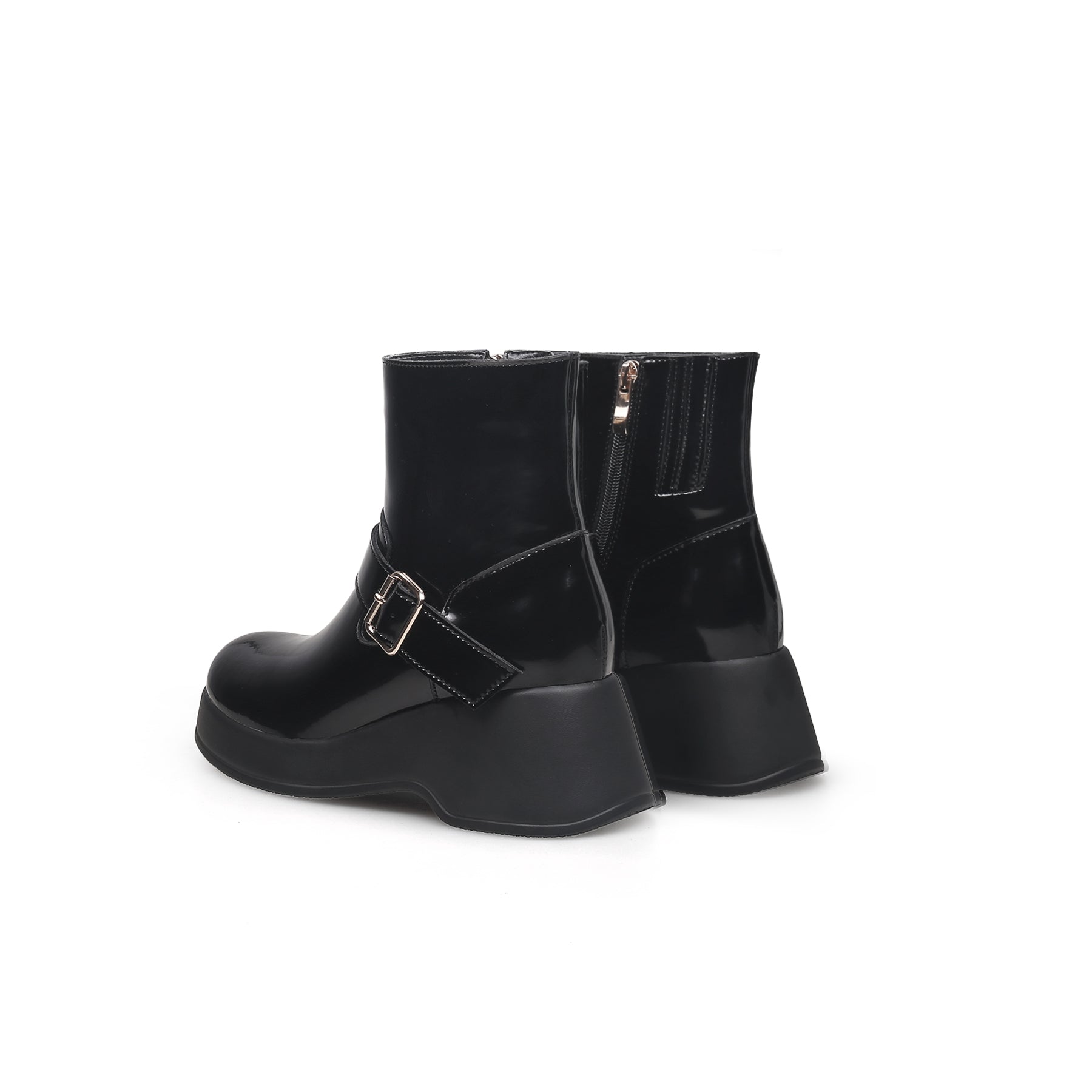 Buckled Mid-Calf Wellie Boots-3