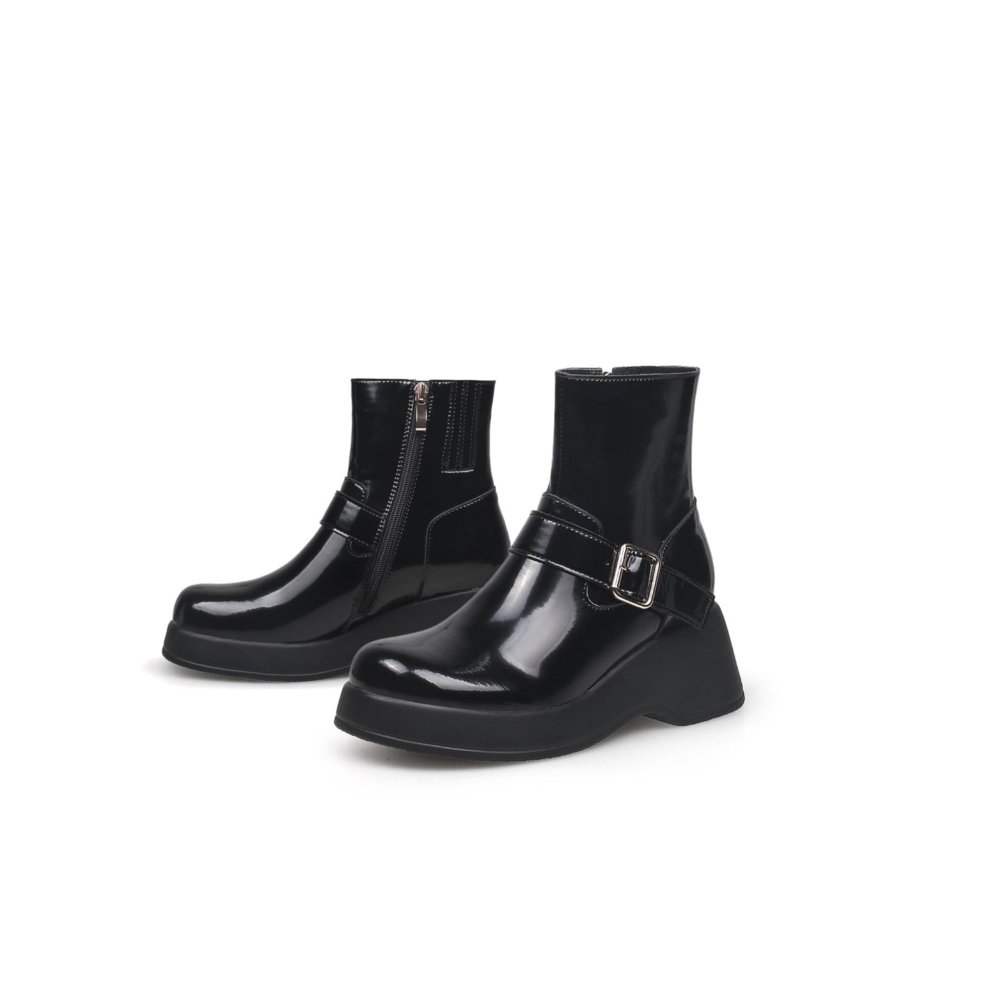 Buckled Mid-Calf Wellie Boots-4
