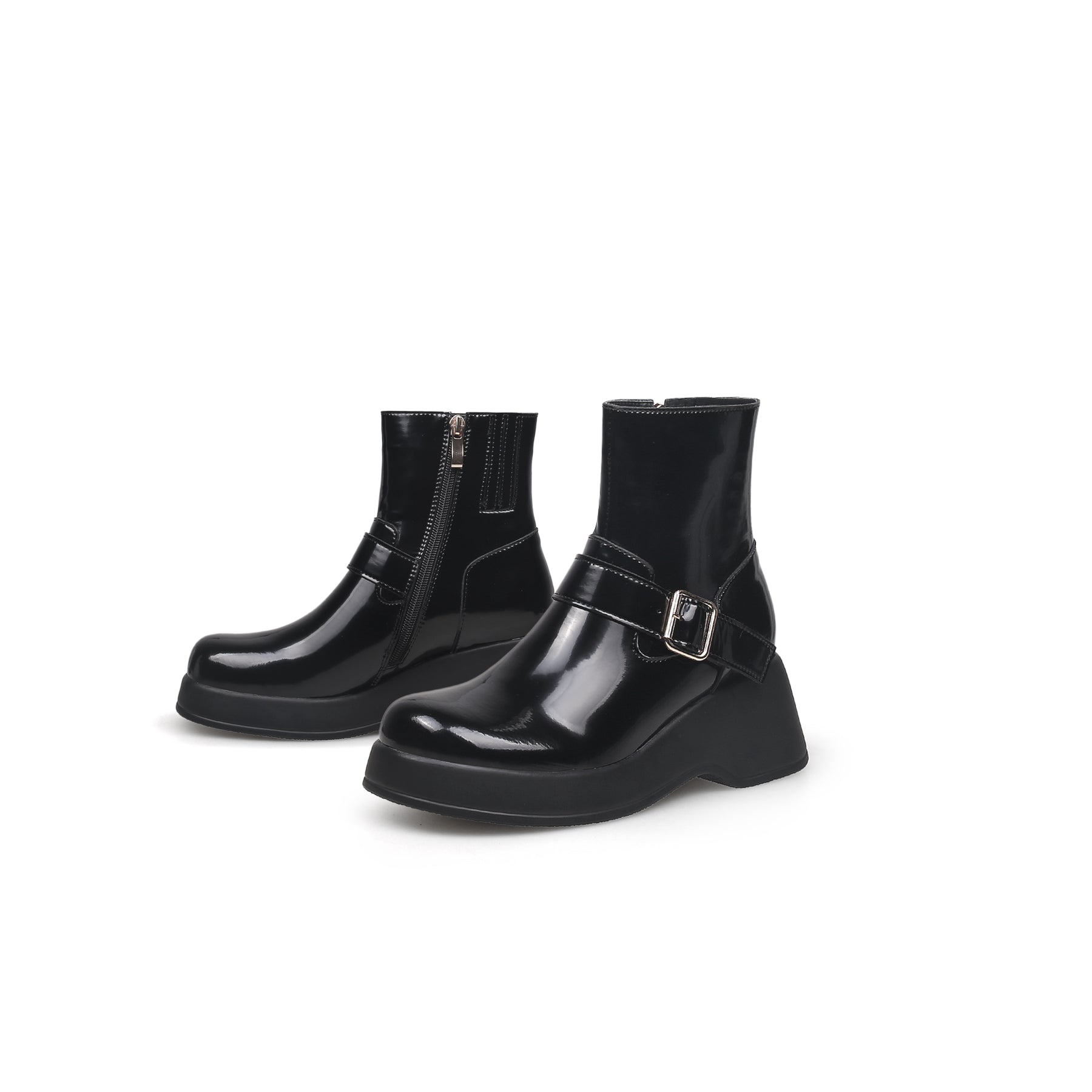 Buckled Mid-Calf Wellie Boots-4