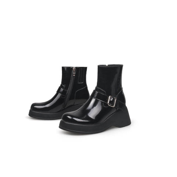 Buckled Mid-Calf Wellie Boots-4