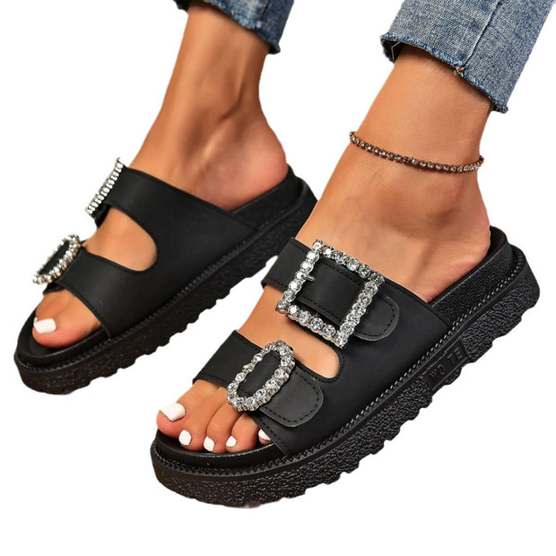 GlamTwist Crystal Buckle Slides