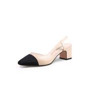 Cap Toe Block Heel Slingback Sandals-1