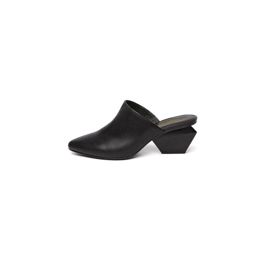 Classic Open Toe Slip On Block Heel Mules-0