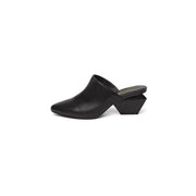 Classic Open Toe Slip On Block Heel Mules-0