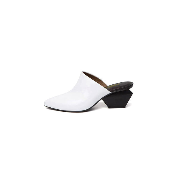 Classic Open Toe Slip On Block Heel Mules-6