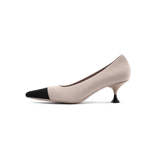 Corporate Color Block Pointed Toe Kitten Heels-0