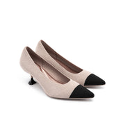 Corporate Color Block Pointed Toe Kitten Heels-1
