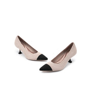 Corporate Color Block Pointed Toe Kitten Heels-3
