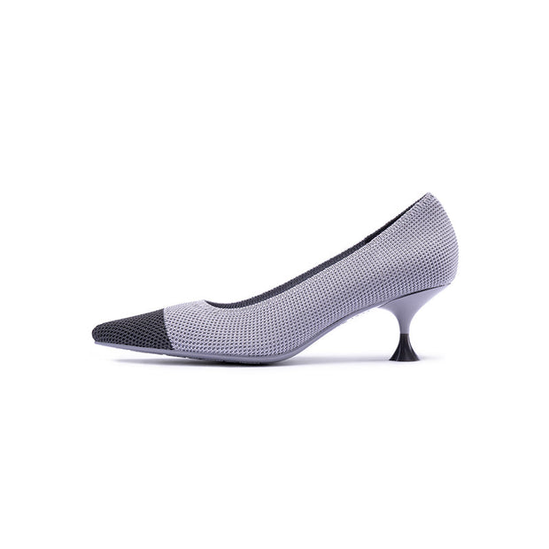 Corporate Color Block Pointed Toe Kitten Heels-5