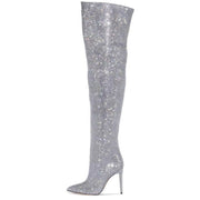 Crystal Embellished Slouchy Thigh High Boots-2