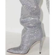 Crystal Embellished Slouchy Thigh High Boots-4
