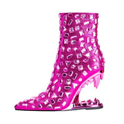 Crystal Shard Encrusted Bite Heel Ankle Boots-7