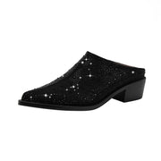 Crystal Studded Pointed Toe Mules-2