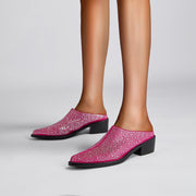 Crystal Studded Pointed Toe Mules-7