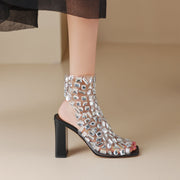 Crystallized Mosaic Open Toe Wedge Sandals-3