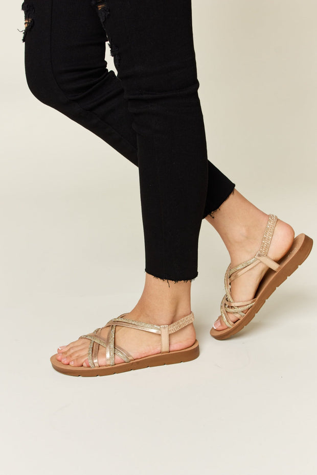 Forever Link Rhinestone Crisscross Flat Sandals-3