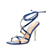 Dazzling Snowflakes Open Toe Strappy Ankle Wrap Sandals-1