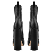Double Platform Black Leather Ankle Boots-3