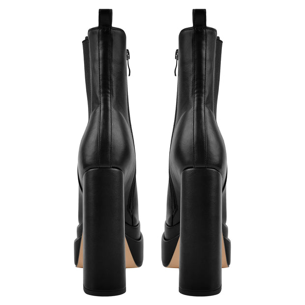 Double Platform Black Leather Ankle Boots-3