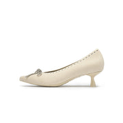 Elegant Rhinestone Bow Kitten Heels-5