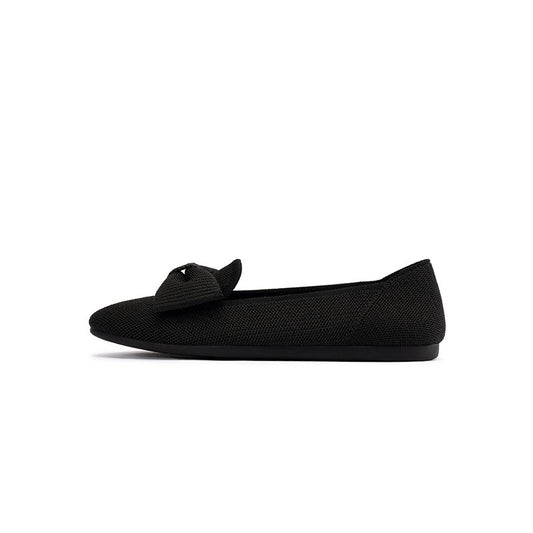 Elegant Round Toe Flats with Bow Detail-0
