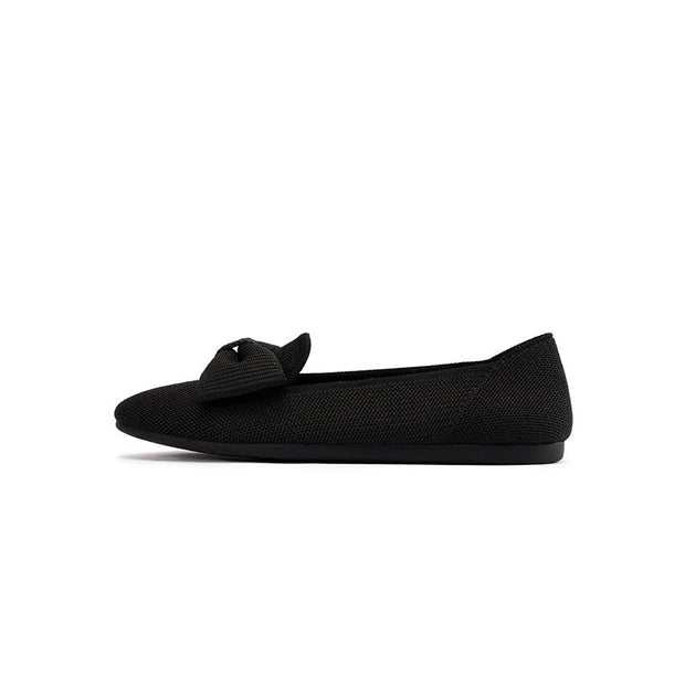 Elegant Round Toe Flats with Bow Detail-0