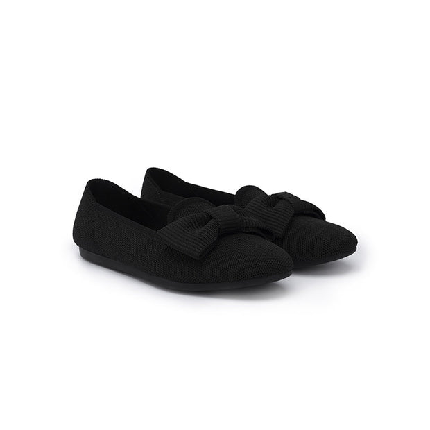 Elegant Round Toe Flats with Bow Detail-2