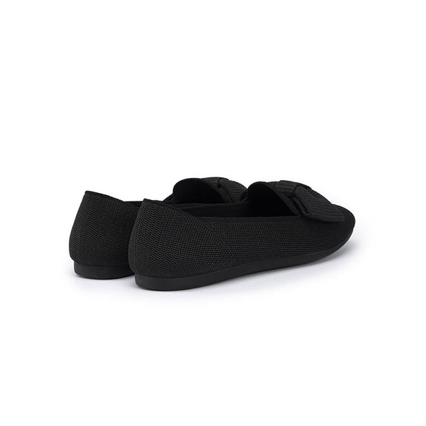 Elegant Round Toe Flats with Bow Detail-3