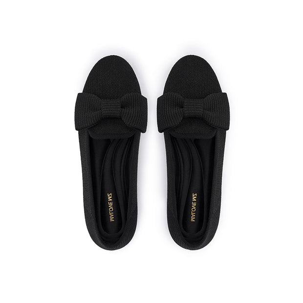Elegant Round Toe Flats with Bow Detail-4