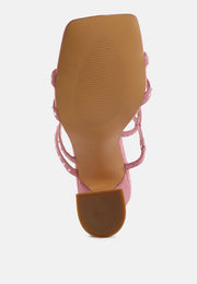 Face Me Studded Spool Heel Multi Strap Sandals-4