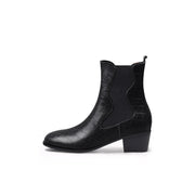 Faux Reptile Block Heel Boots-0
