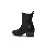 Faux Reptile Block Heel Boots-3