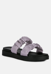 Faux Leather Ruched Strap Platform Sandals-1