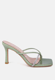 Fetish Croc Rhinestone Strap Sandals-0