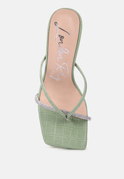 Fetish Croc Rhinestone Strap Sandals-3