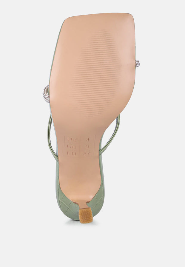 Fetish Croc Rhinestone Strap Sandals-4