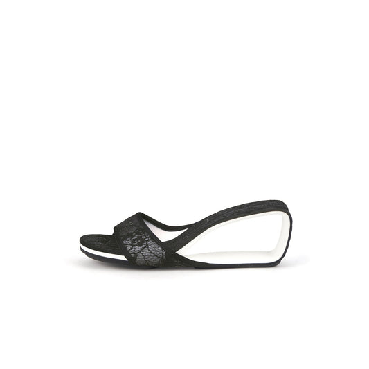 Floral Lace Mid-Heel Hollow Wedges-0