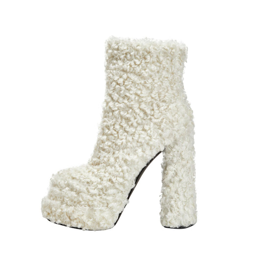 Fluffy White Winter Ankle Boots-0