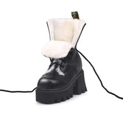 Fluffy Winter Thick Bottom Black Ankle Boots-1