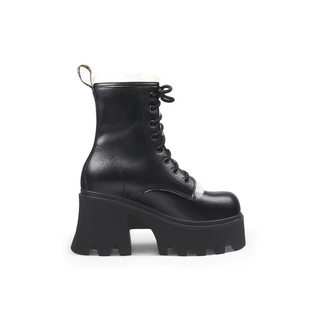 Fluffy Winter Thick Bottom Black Ankle Boots-2