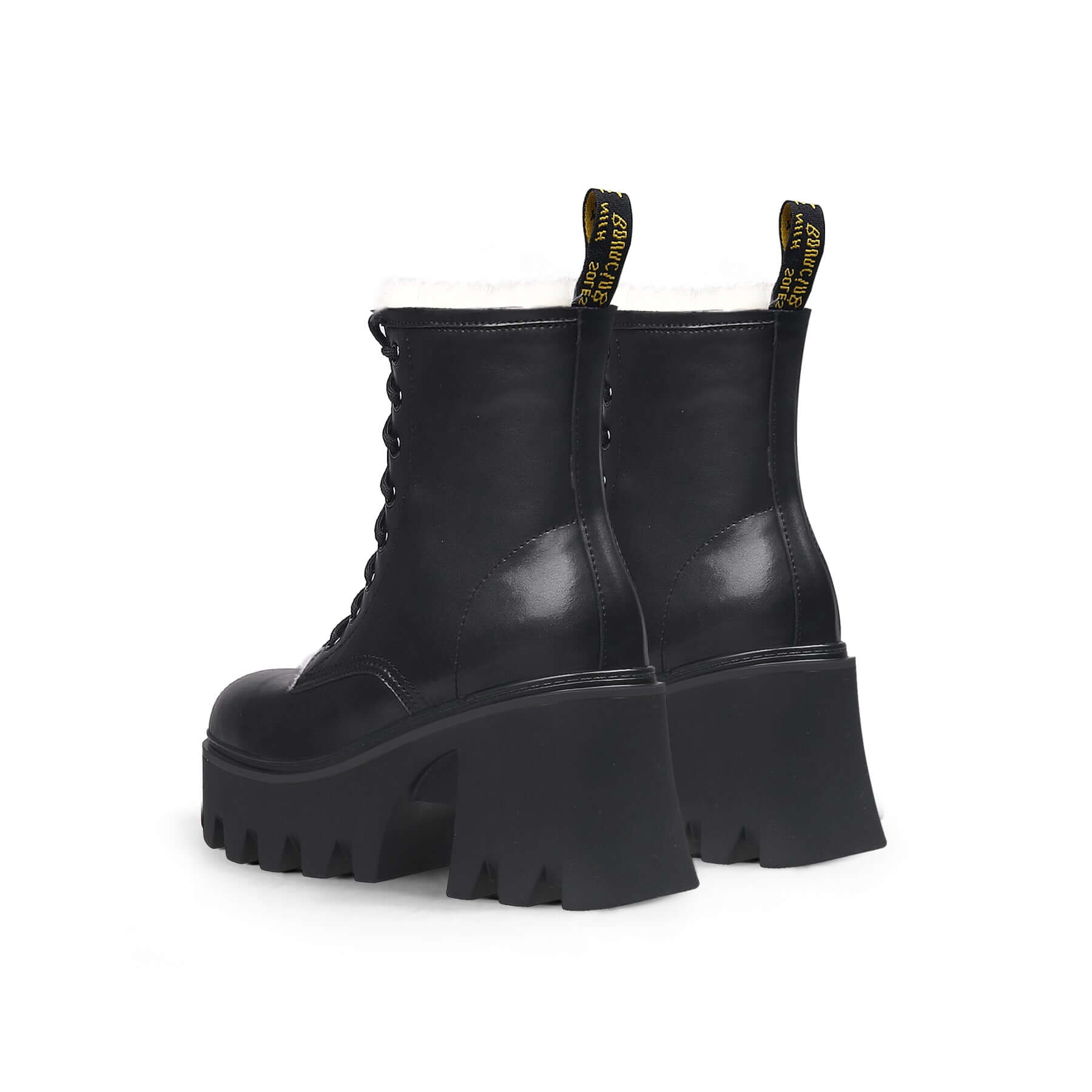 Fluffy Winter Thick Bottom Black Ankle Boots-3