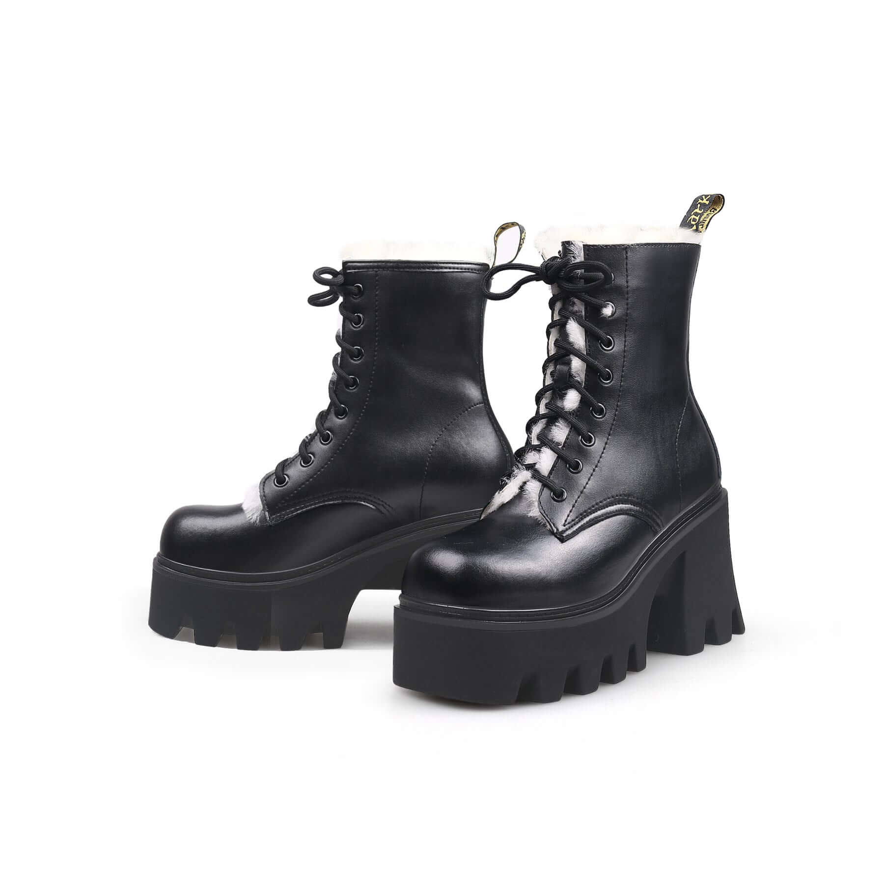 Fluffy Winter Thick Bottom Black Ankle Boots-4