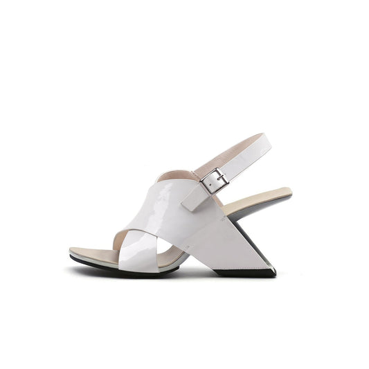 Frivolous Criss Cross Ankle Square Toe Ankle Strap Sandals-0
