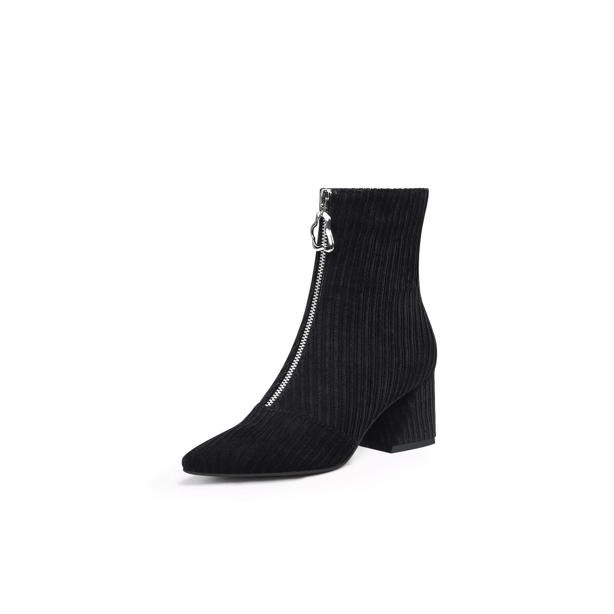 Front Zip Corduroy Ankle Boots-1