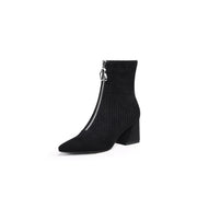 Front Zip Corduroy Ankle Boots-1